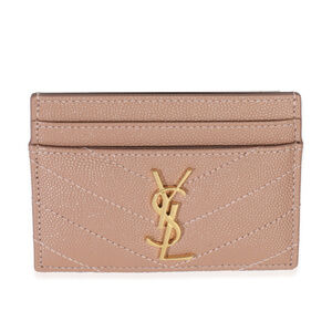 Saint Laurent Pale Pink Grain De Poudre Matelasse Cassandre Card Case